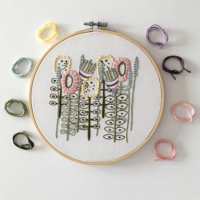 Floral Embroidery Kit: Boxed kit with hoop