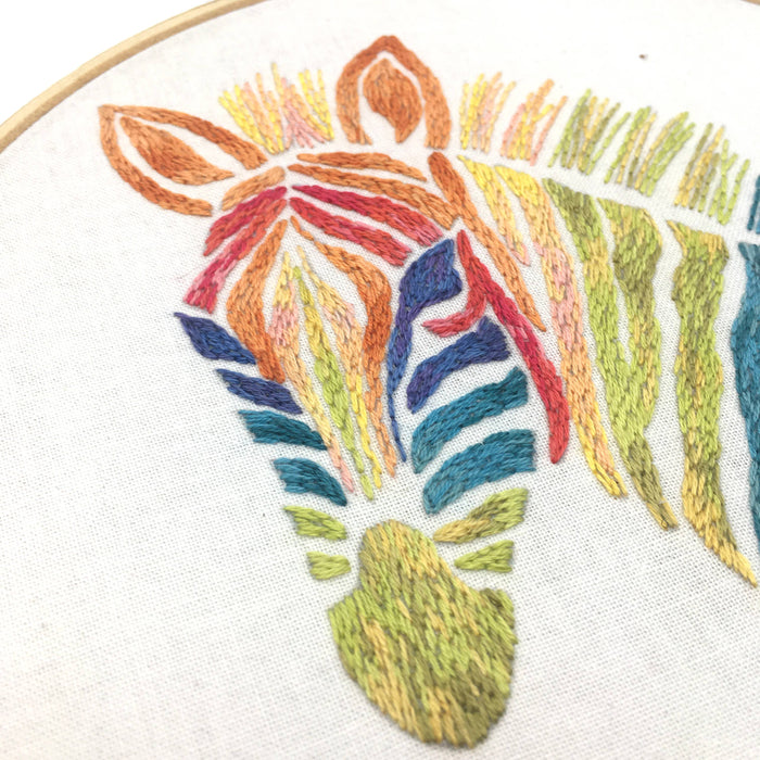 Zebra Embroidery Kit: Boxed kit with hoop