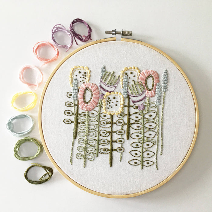 Floral Embroidery Kit: Boxed kit with hoop