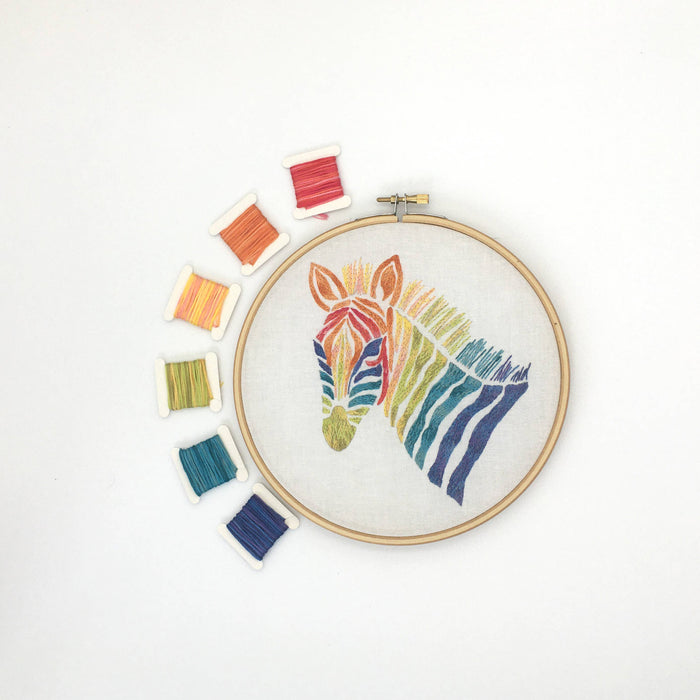 Zebra Embroidery Kit: Boxed kit with hoop