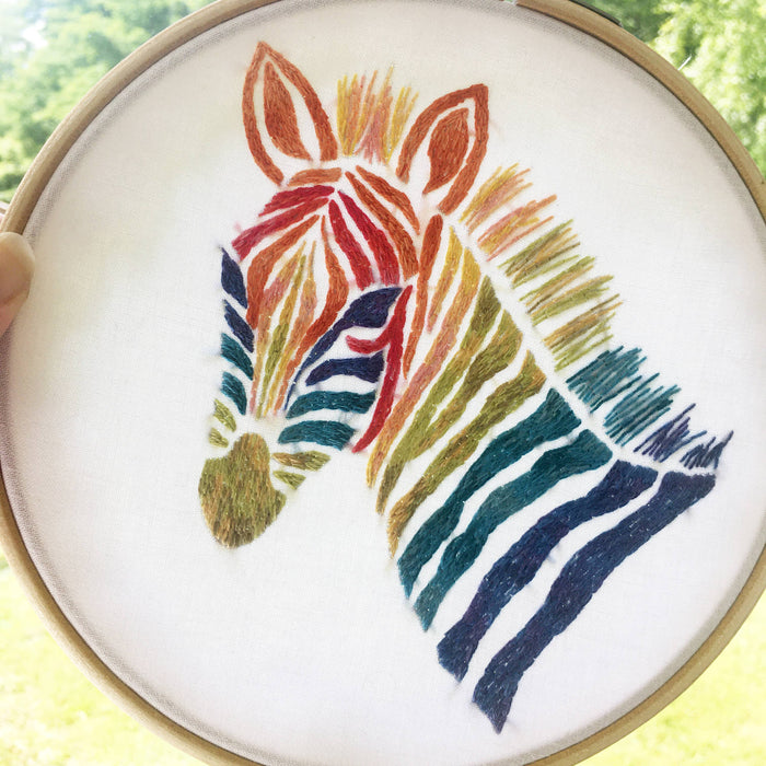 Zebra Embroidery Kit: Boxed kit with hoop