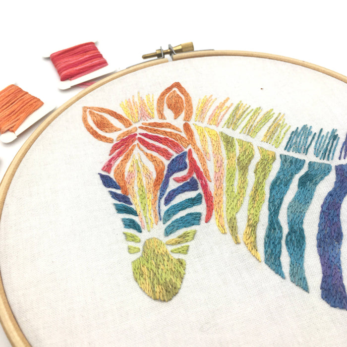 Zebra Embroidery Kit: Boxed kit with hoop