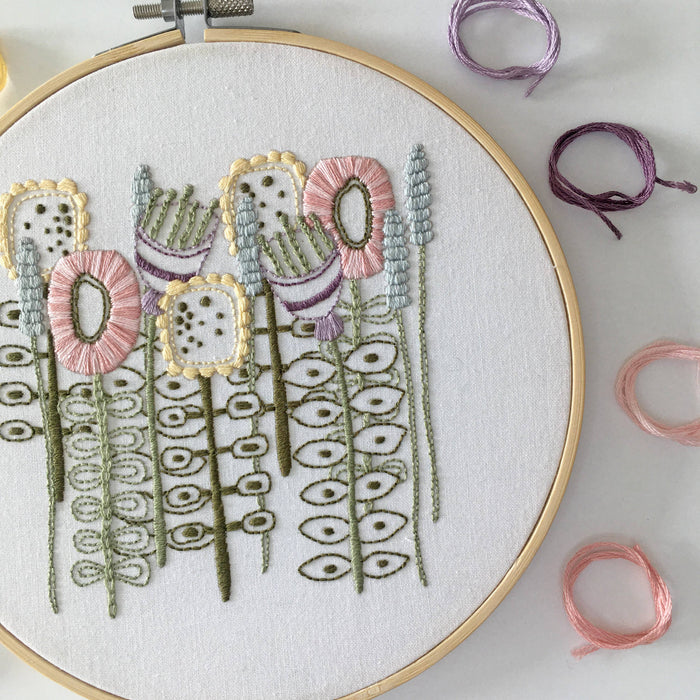 Floral Embroidery Kit: Boxed kit with hoop