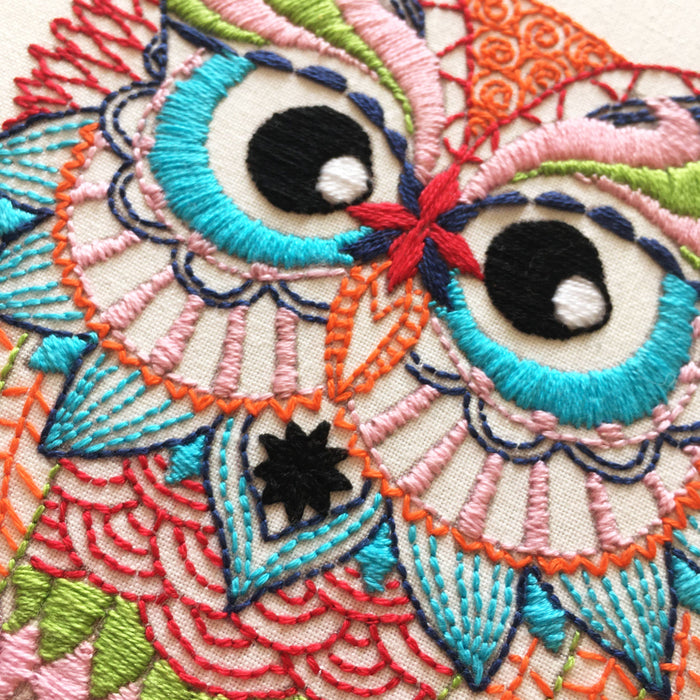 Owl Embroidery Kit: Boxed kit with hoop