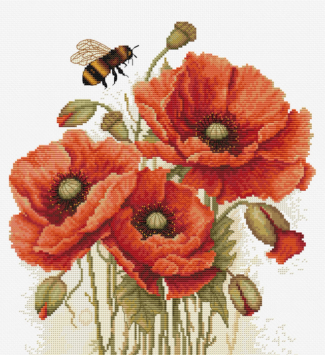 Cross Stitch Kit Luca-S - The Splendor of Summer Poppies, B7042