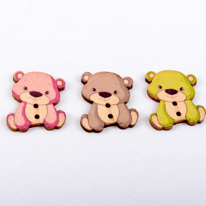 Mixed Cartoon Lovely Bear painted decorative Wooden Buttons (1PC)