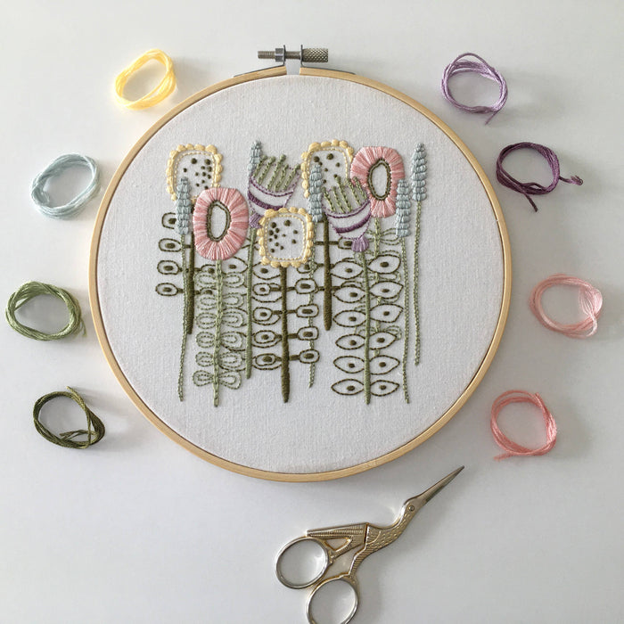 Floral Embroidery Kit: Boxed kit with hoop