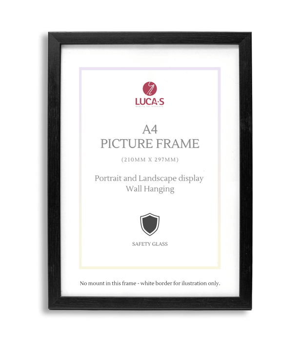 A4 Contemporary Black Wooden Effect Picture Frame Picture Frames - HobbyJobby