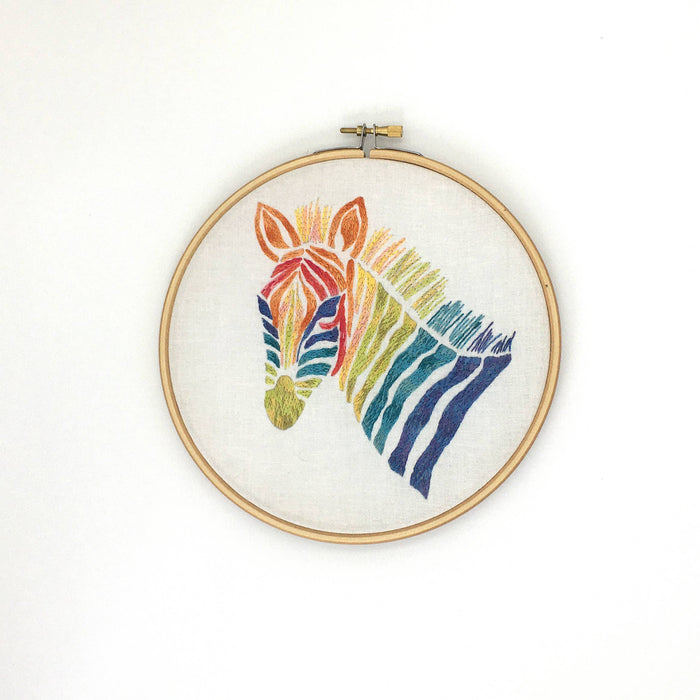 Zebra Embroidery Kit: Boxed kit with hoop