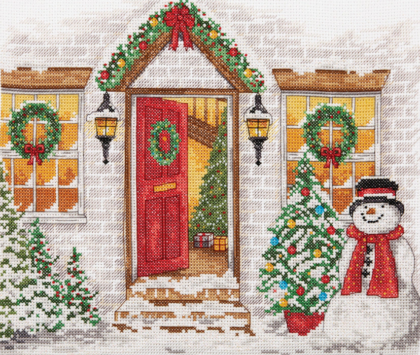 Anchor Cross Stitch Kit - Christmas Welcome Cross Stitch Kits - HobbyJobby