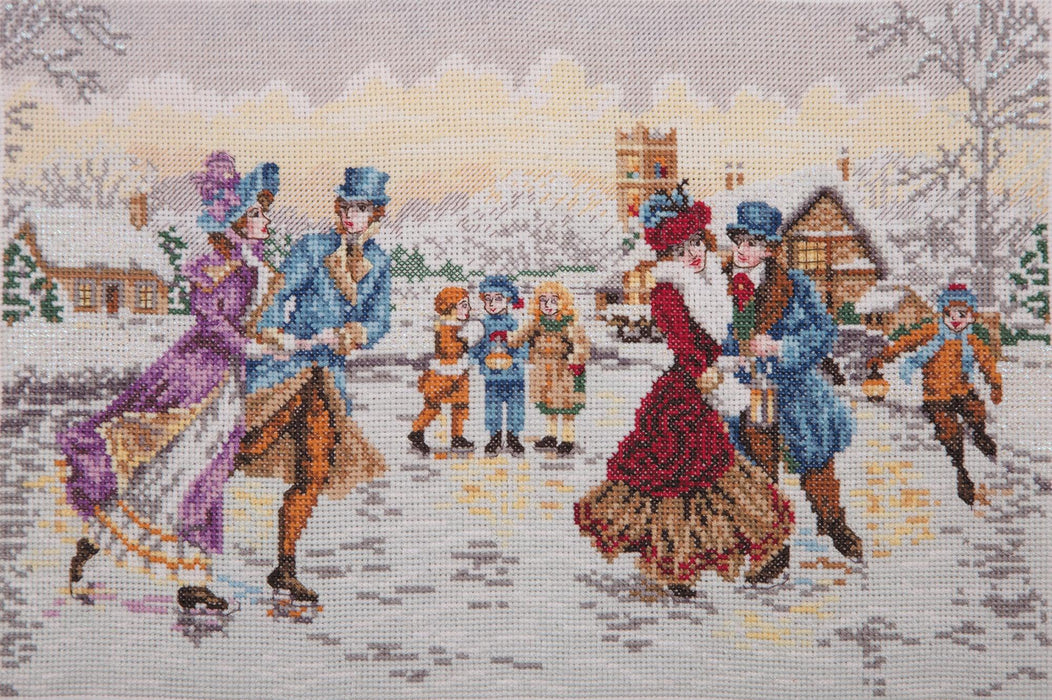 Anchor Cross Stitch Kit - Skaters at Christmas Cross Stitch Kits - HobbyJobby