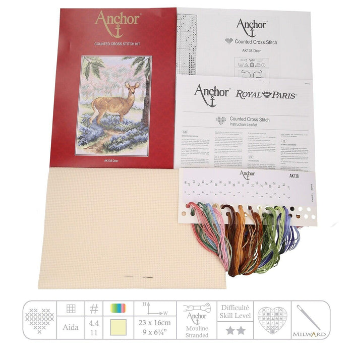 Anchor Essentials Cross Stitch Kit - AK138, Deer Cross Stitch Kits - HobbyJobby