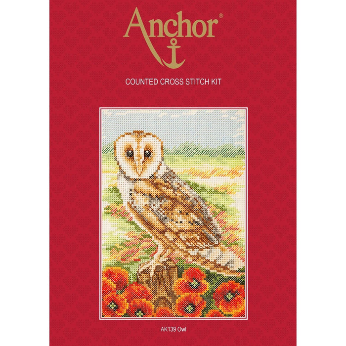 Anchor Essentials Cross Stitch Kit - AK139, Owl Cross Stitch Kits - HobbyJobby