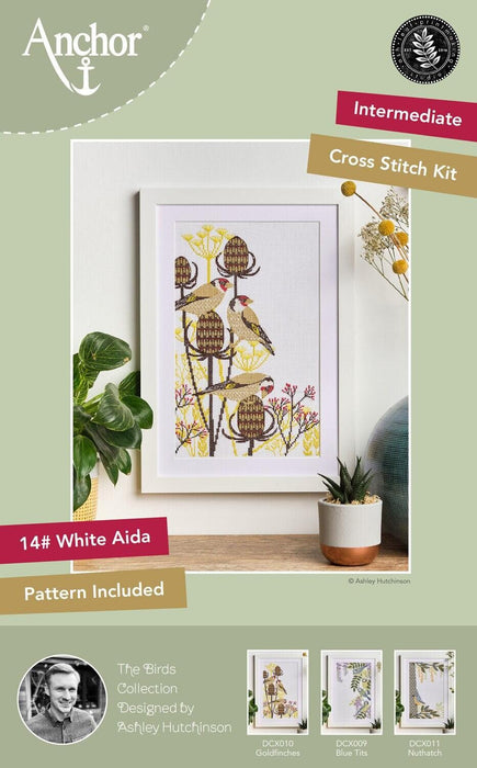 Anchor Essentials Cross Stitch Kit - DCX010, Ashley Hutchinson Gold Finch Cross Stitch Cross Stitch Kits - HobbyJobby