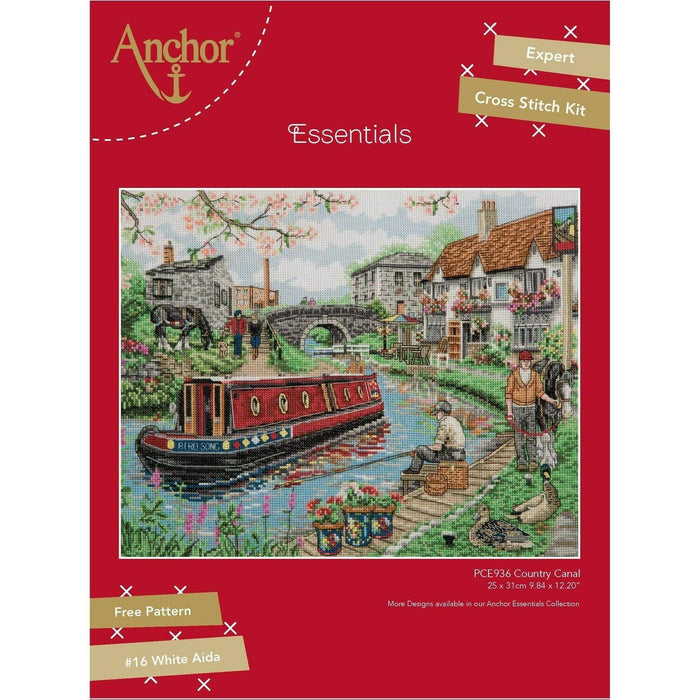 Anchor Essentials Cross Stitch Kit - PCE936, Country Canal Cross Stitch Kits - HobbyJobby