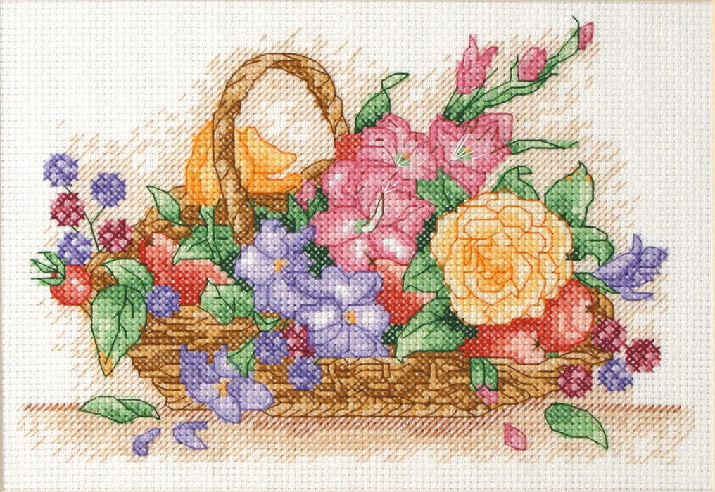 Anchor Starter Cross Stitch Kit - AK117, Floral Basket Cross Stitch Kits - HobbyJobby