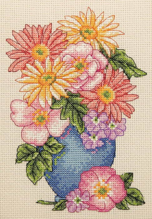 Anchor Starter Cross Stitch Kit - AK134, Floral Spray Cross Stitch Kits - HobbyJobby