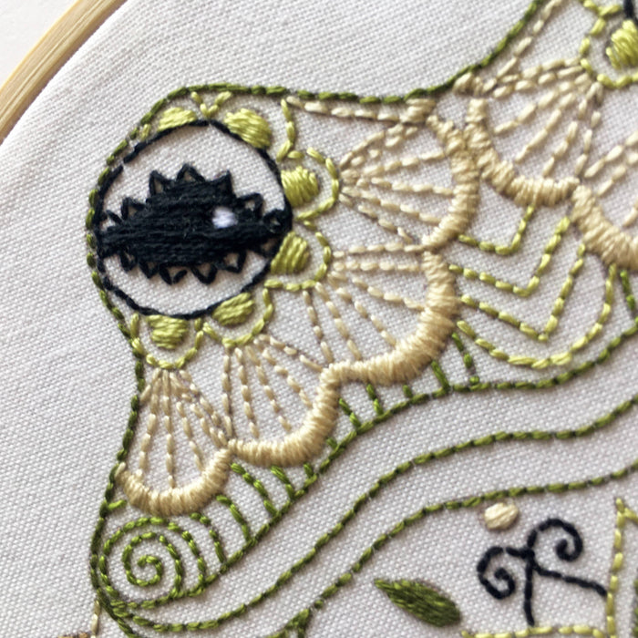 Frog Embroidery Kit: Boxed kit with hoop