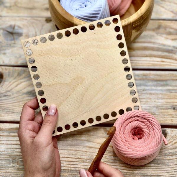 Bobilon Square Wooden Bottom for Crochet Baskets Crochet Accessories - HobbyJobby