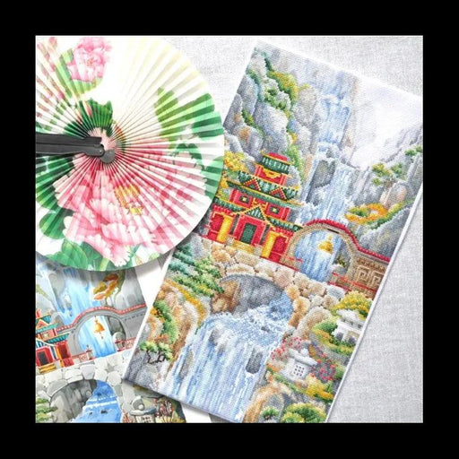 Cross Stitch Kit Andriana - Waterfall Temple, W-39 Andriana Cross Stitch Kits - HobbyJobby