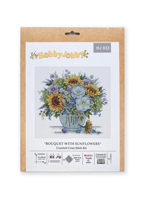 Cross Stitch Kit HobbyJobby - Bouquet With Sunflowers HobbyJobby Cross Stitch Kits - HobbyJobby