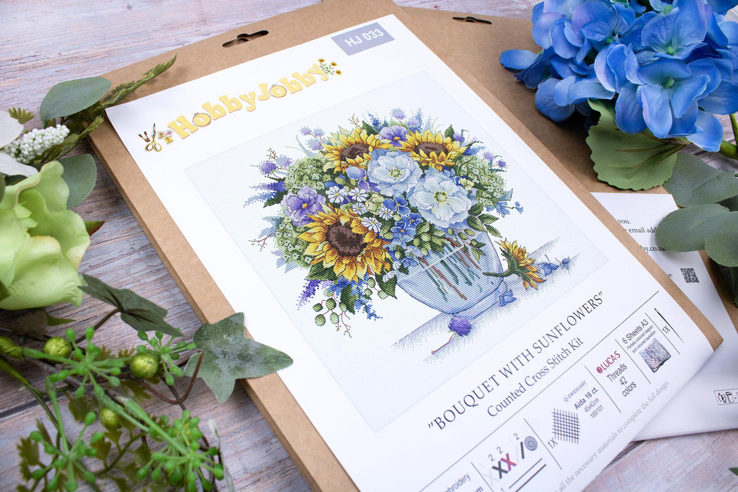 Cross Stitch Kit HobbyJobby - Bouquet With Sunflowers HobbyJobby Cross Stitch Kits - HobbyJobby