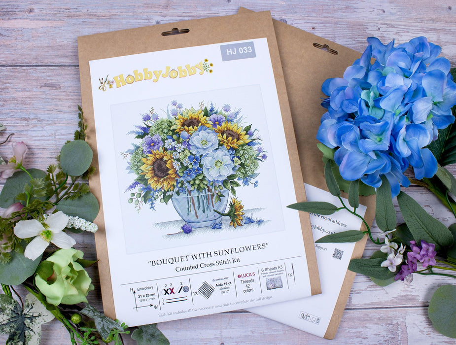 Cross Stitch Kit HobbyJobby - Bouquet With Sunflowers HobbyJobby Cross Stitch Kits - HobbyJobby