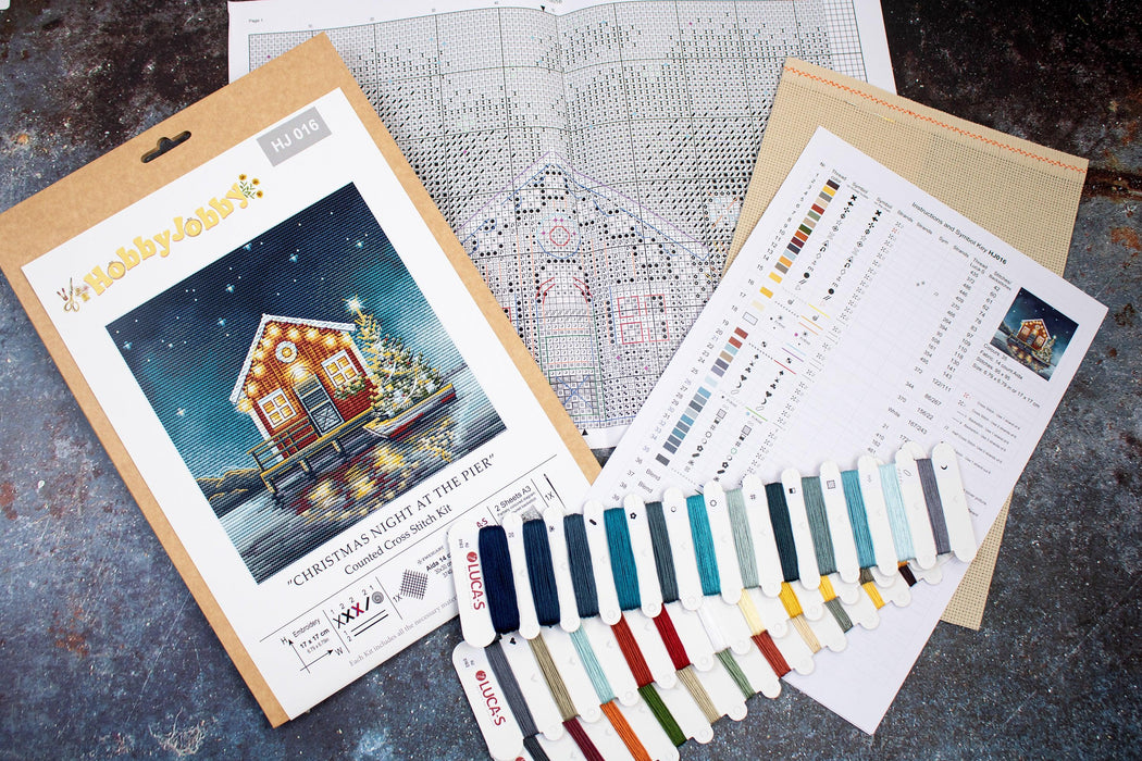 Cross Stitch Kit HobbyJobby - Christmas Night at The Pier HobbyJobby Cross Stitch Kits - HobbyJobby