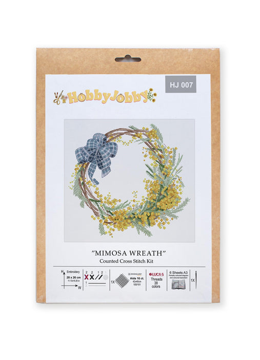 Cross Stitch Kit HobbyJobby - Mimosa Wreath Cross Stitch Kits - HobbyJobby