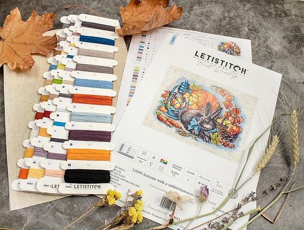 Cross Stitch Kit LETISTITCH - Autumn with a rabbit, L8998 Cross Stitch Kits - HobbyJobby