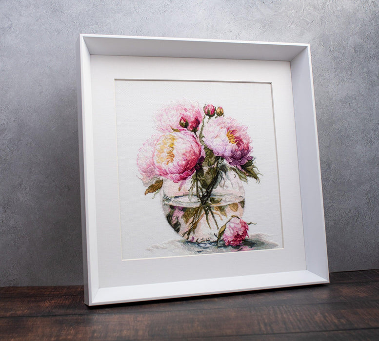 Cross Stitch Kit Luca-S - Bouquet of Peonies Luca-S Cross Stitch Kits - HobbyJobby