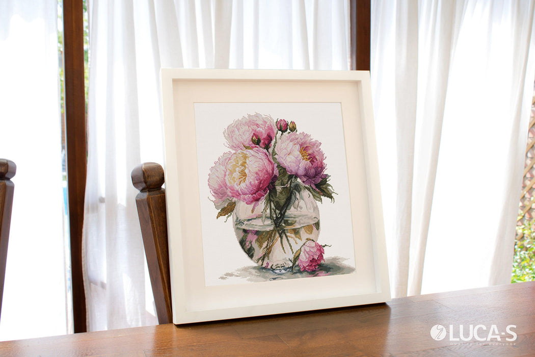 Cross Stitch Kit Luca-S - Bouquet of Peonies Cross Stitch Kits - HobbyJobby