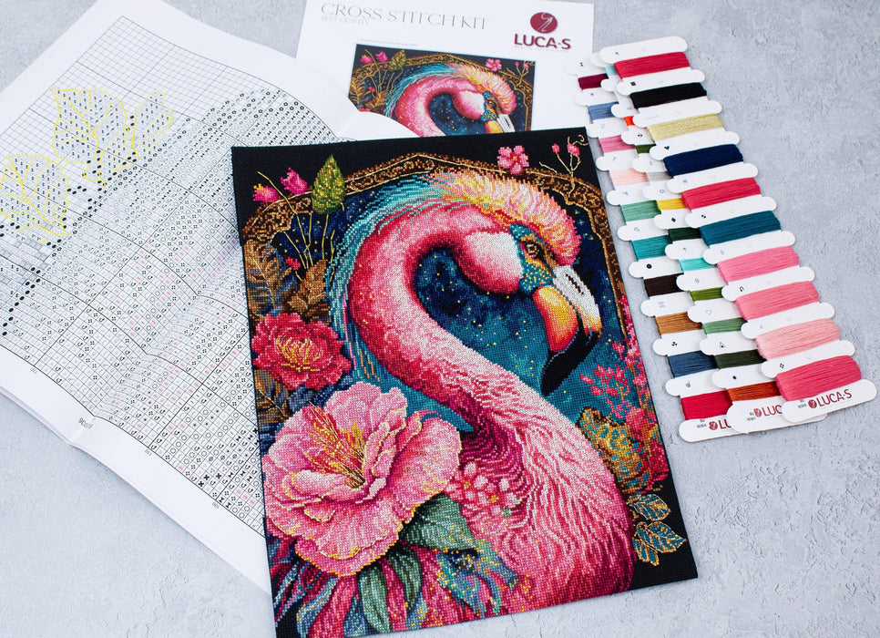 Cross Stitch Kit Luca-S - Flamingo Fantastico, BU5036 Luca-S Cross Stitch Kits - HobbyJobby