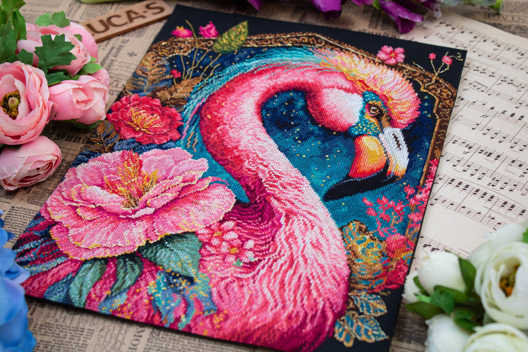 Cross Stitch Kit Luca-S - Flamingo Fantastico, BU5036 Luca-S Cross Stitch Kits - HobbyJobby