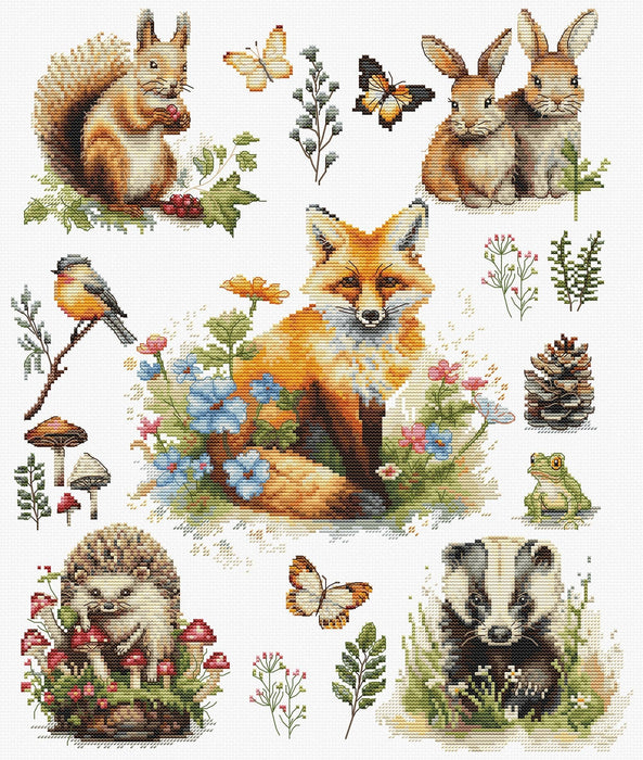 Cross Stitch Kit Luca-S - Forest Animals, BU5057 Luca-S Counted Cross Stitch Kit - HobbyJobby