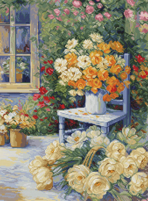 Cross Stitch Kit Luca-S - Garden Corner, BU5056 Luca-S Cross Stitch Kits - HobbyJobby