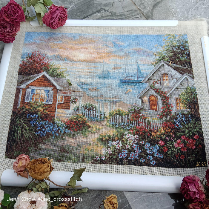 Cross Stitch Kit Luca-S, Gold Collection - B619, Tranquil Seafront Luca-S Cross Stitch Kits - HobbyJobby