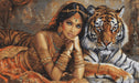 Cross Stitch Kit Luca-S Gold - The Indian Princess and The Royal Tiger, BU5060 Luca-S Cross Stitch Kits - HobbyJobby