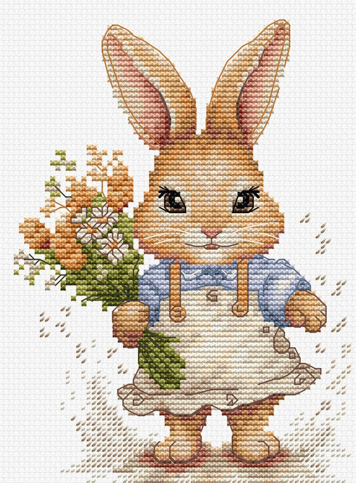 Cross Stitch Kit Luca-S - The Happy Bunny, B1410 Luca-S Cross Stitch Kits - HobbyJobby