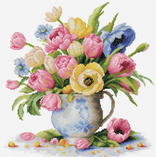 Cross Stitch Kit Luca-S -Tulips Bouquet, B7034 Luca-S Cross Stitch Kits - HobbyJobby