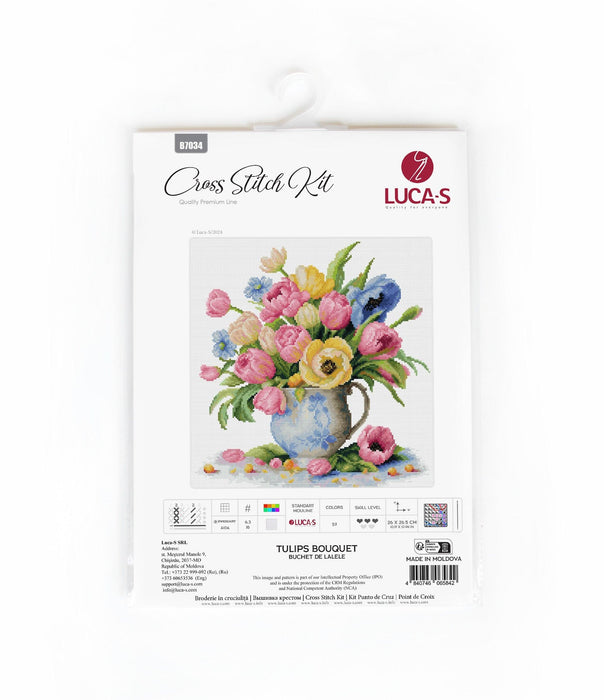 Cross Stitch Kit Luca-S -Tulips Bouquet, B7034 Luca-S Cross Stitch Kits - HobbyJobby