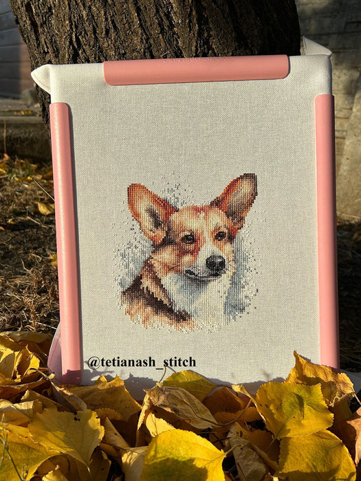 Cross Stitch Kit with Hoop Included Luca-S - BC212, Welsh Corgi Luca-S Cross Stitch Kits - HobbyJobby