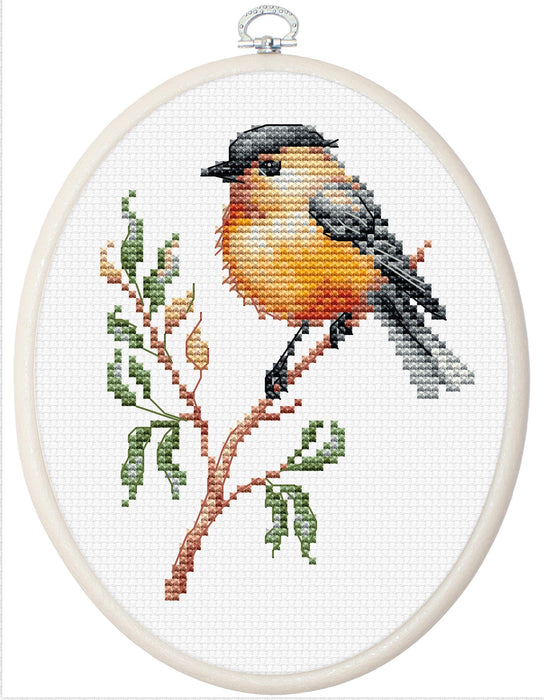 Cross Stitch Kit with Hoop Included Luca-S - Bird On The Branch, BC106 Luca-S Cross Stitch Kits - HobbyJobby