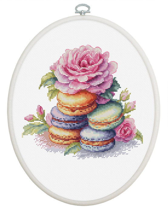 Cross Stitch Kit with Hoop Included Luca-S - French Macarons, BC226 Cross Stitch Kits - HobbyJobby