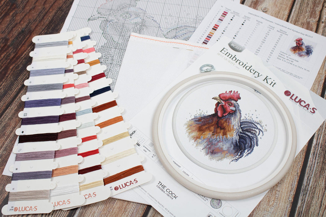 Cross Stitch Kit with Hoop Included Luca-S - The Cock, BC217 Cross Stitch Kits - HobbyJobby