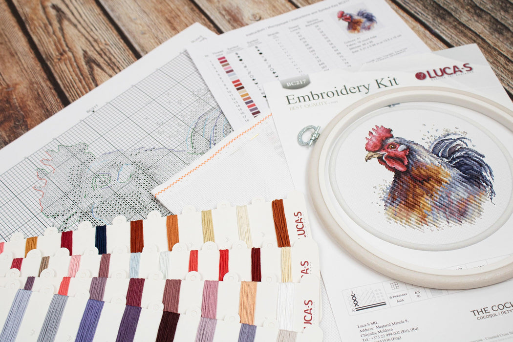 Cross Stitch Kit with Hoop Included Luca-S - The Cock, BC217 Cross Stitch Kits - HobbyJobby