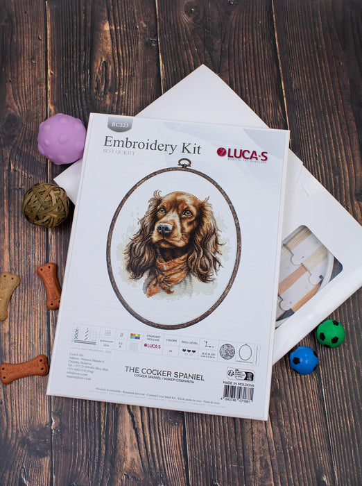 Cross Stitch Kit with Hoop Included Luca-S - The Cocker Spaniel, BC223 Cross Stitch Kits - HobbyJobby