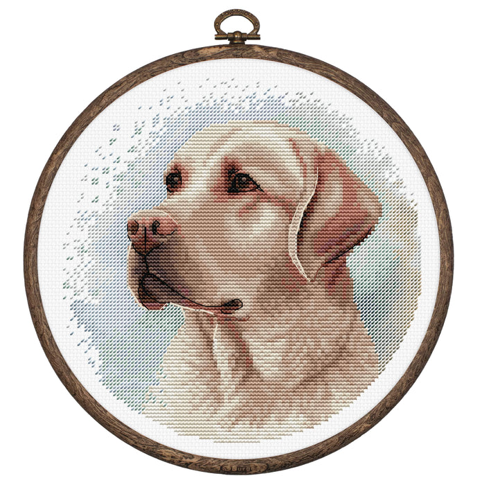 Cross Stitch Kit with Hoop Included Luca-S - The Labrador, BC211 Cross Stitch Kits - HobbyJobby