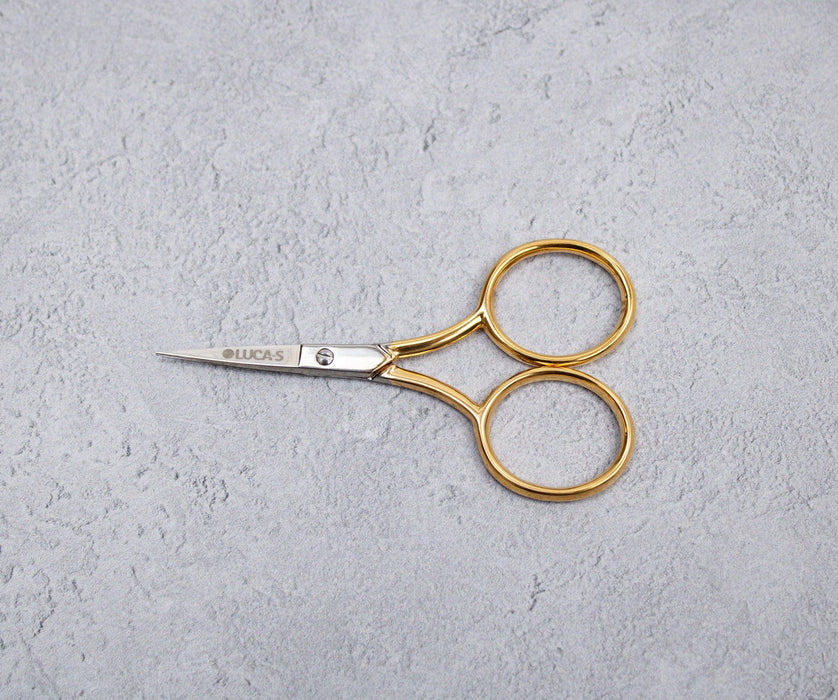 Luca-S Embroidery Scissors Widebow Gold Plated Handles Luca-S Scissors - HobbyJobby