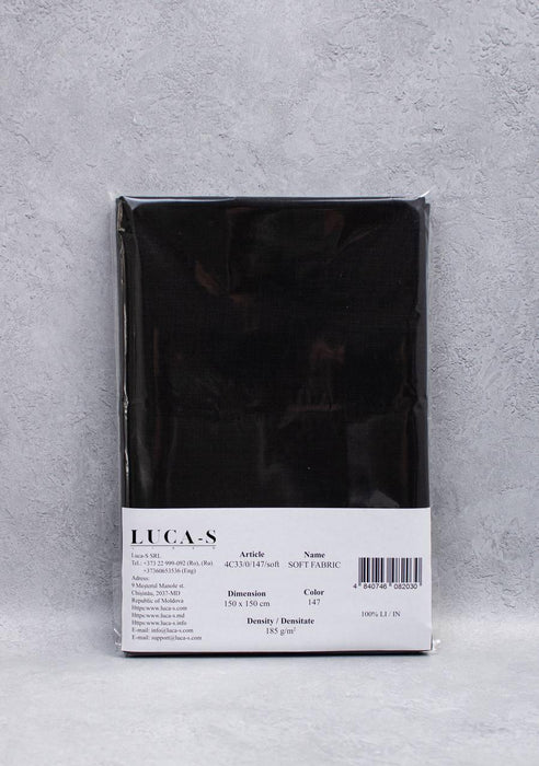 Luca-S Natural Pure 100% Linen Soft Fabric Black Color Luca-S Linen Fabrics - HobbyJobby